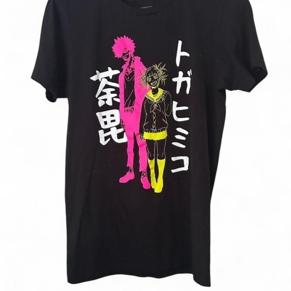 Black anime My Hero Academia T-shirt‎ with pink and yellow accent